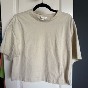 H&M Cream Basic Cropped Tee, Size L